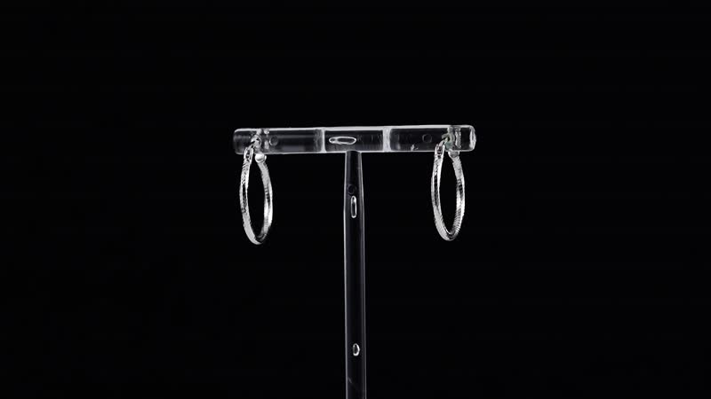 Rhodium Over Sterling Silver 20mm Hoop Earrings 1.40 Grams