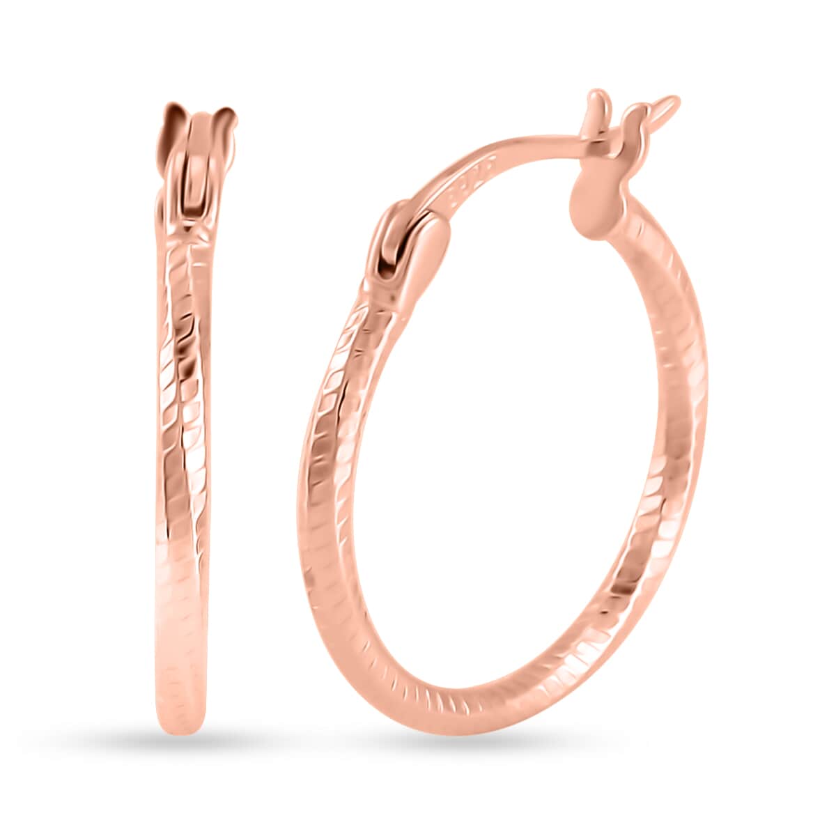 14K Rose Gold Over Sterling Silver 20mm Hoop Earrings 1.40 Grams image number 0