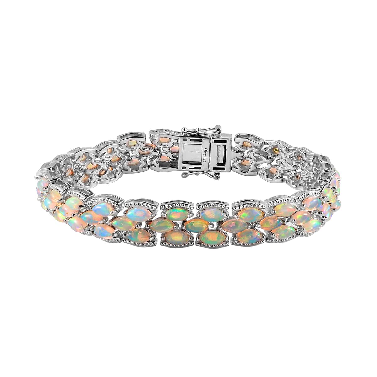 Premium Ethiopian Welo Opal Bracelet in Platinum Over Sterling Silver (7.25 In) 11.50 ctw image number 0