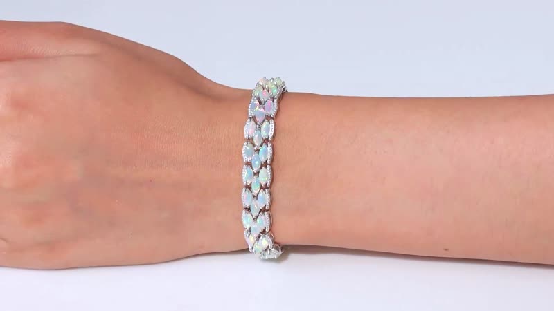 Premium Ethiopian Welo Opal Bracelet in Platinum Over Sterling Silver (7.25 In) 11.50 ctw