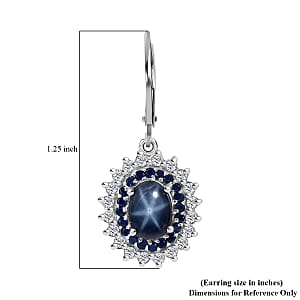 Premium Blue Star Sapphire (DF) and Multi Gemstone Floral Lever Back Earrings in Platinum Over Sterling Silver 5.25 ctw