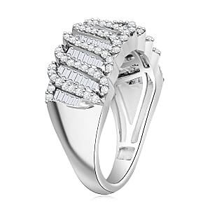 D'Joy Diamond 1.00 ctw Wave Ring in Rhodium Over Sterling Silver (Size 6.0)