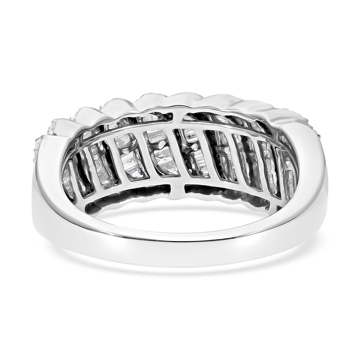 Diamond Ring in Platinum Over Sterling Silver (Size 7.0) 1.00 ctw image number 4