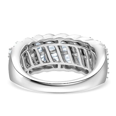 D'Joy Diamond 1.00 ctw Wave Ring in Rhodium Over Sterling Silver (Size 7.0)