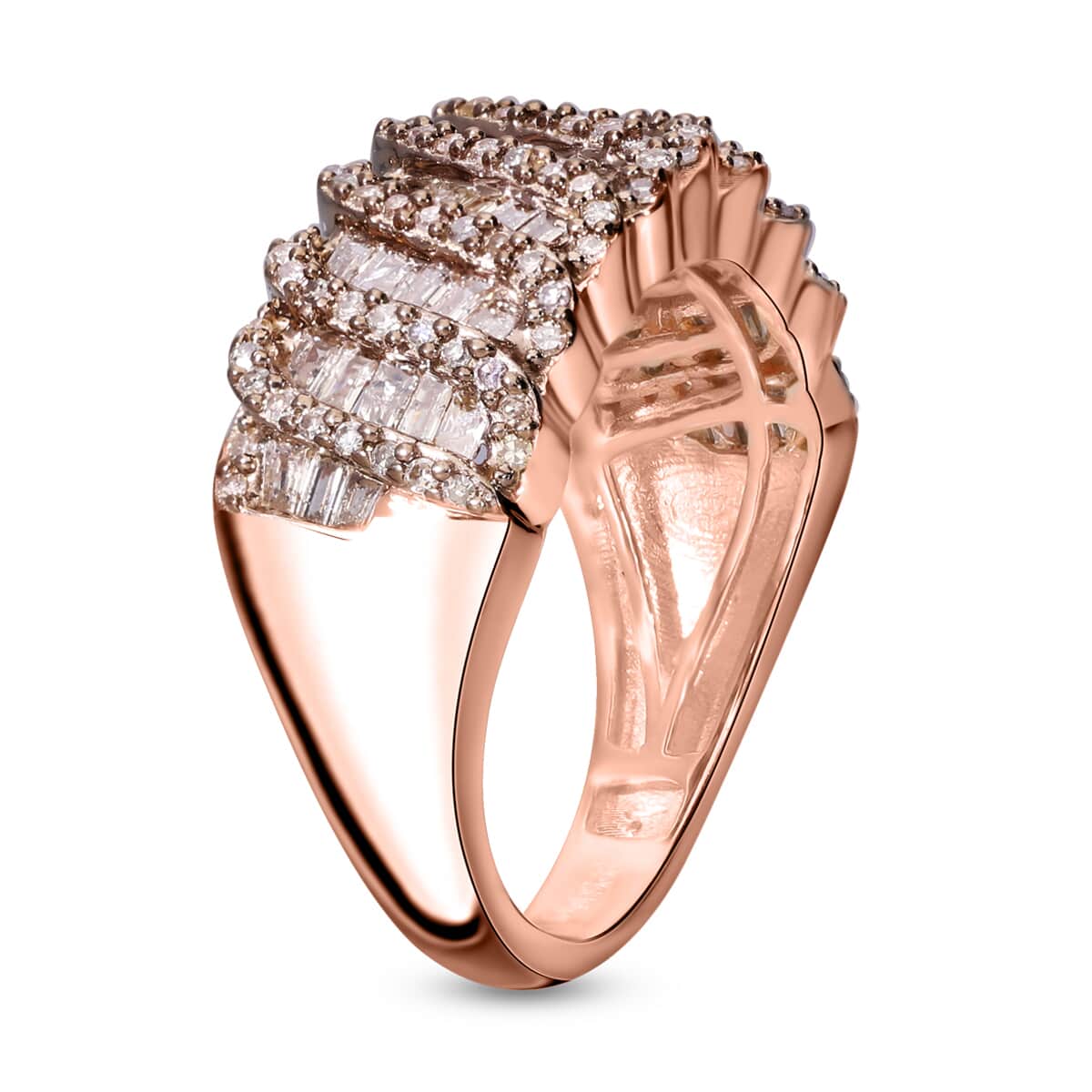 Natural Champagne Diamond Ring in Vermeil Rose Gold Over Sterling Silver (Size 5.0) 1.00 ctw image number 3