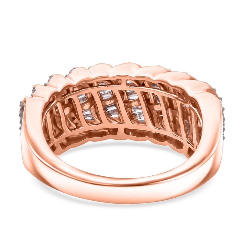 D'Joy Natural Champagne Diamond 1.00 ctw Wave Ring in 18K Vermeil Rose Gold Over Sterling Silver (Size 5.0)