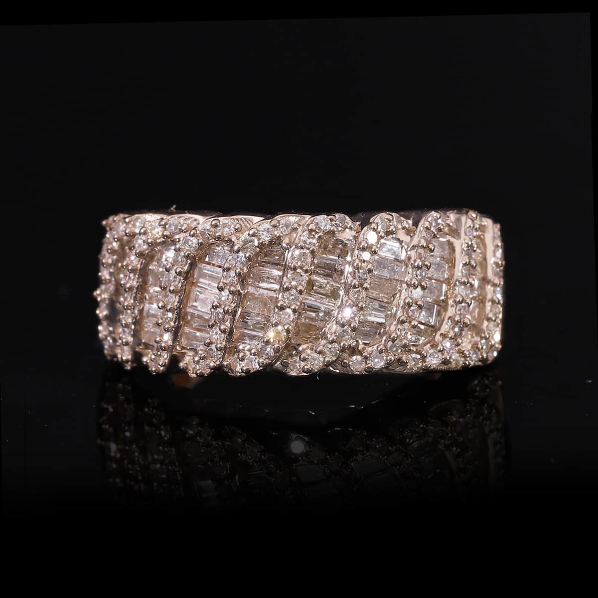 Natural Champagne Diamond Ring in Vermeil Rose Gold Over Sterling Silver (Size 6.0) 1.00 ctw image number 1