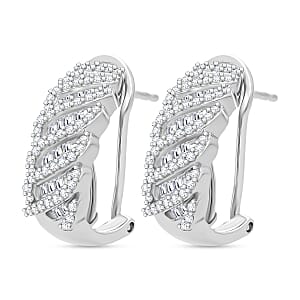 D'Joy Diamond 1.00 ctw Eternal Wave Earrings in Rhodium Over Sterling Silver