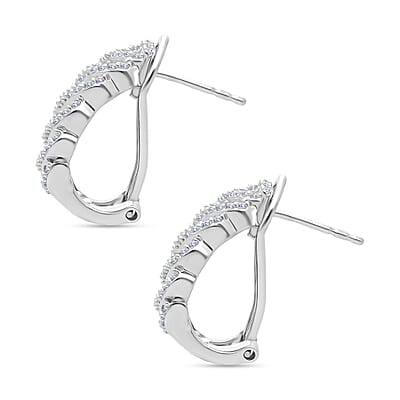 D'Joy Diamond 1.00 ctw Eternal Wave Earrings in Rhodium Over Sterling Silver