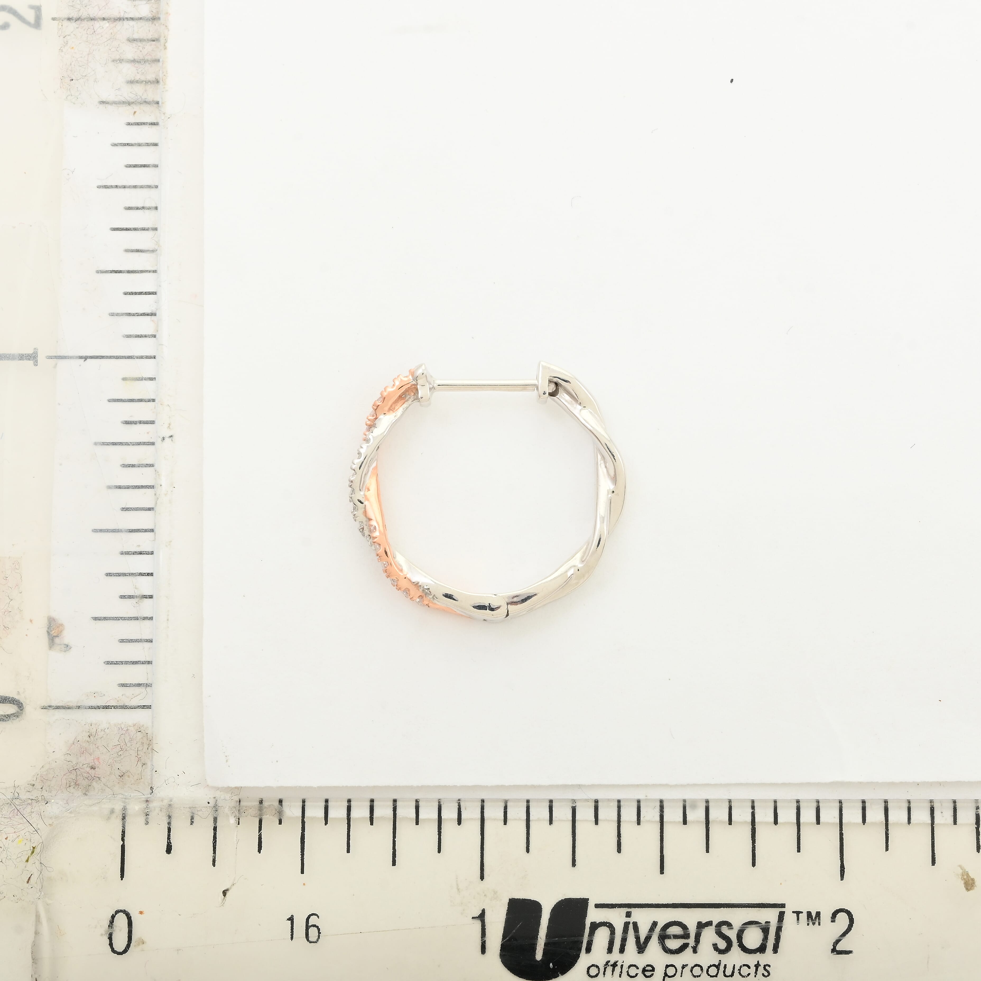 Natural Pink and White Diamond I3 Hoop Earrings in Vermeil Rose Gold and Platinum Over Sterling Silver 0.25 ctw