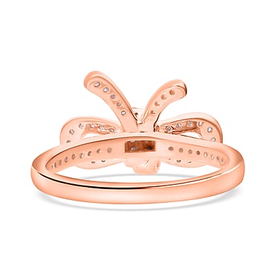 Natural Pink Diamond I3 Bow Ring in Vermeil Rose Gold Over Sterling Silver (Size 10.0) 0.33 ctw
