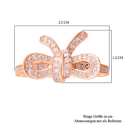 Natural Pink Diamond I3 Bow Ring in Vermeil Rose Gold Over Sterling Silver (Size 10.0) 0.33 ctw