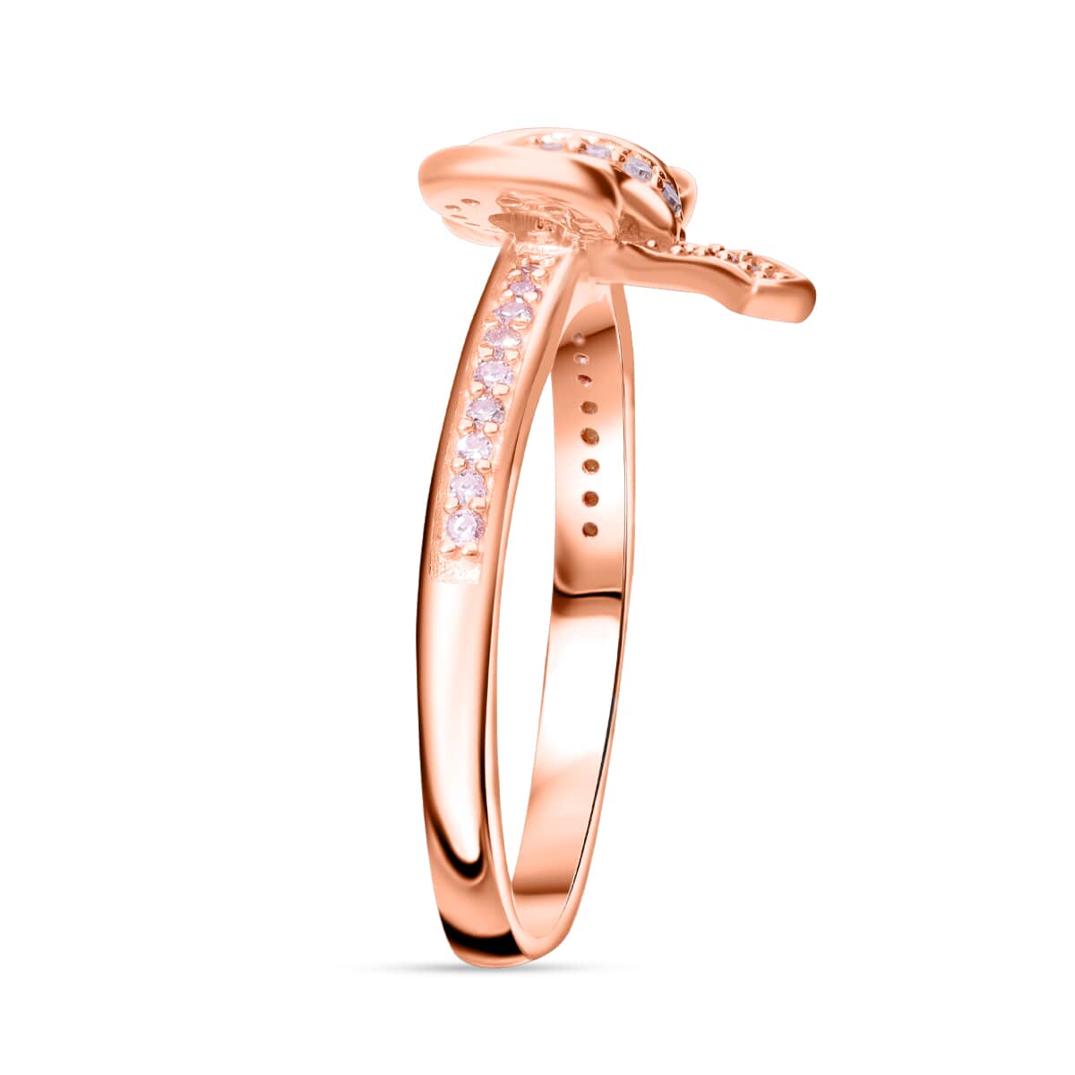Natural Pink Diamond I3 Bow Ring in Vermeil Rose Gold Over Sterling Silver (Size 6.0) 0.33 ctw image number 2