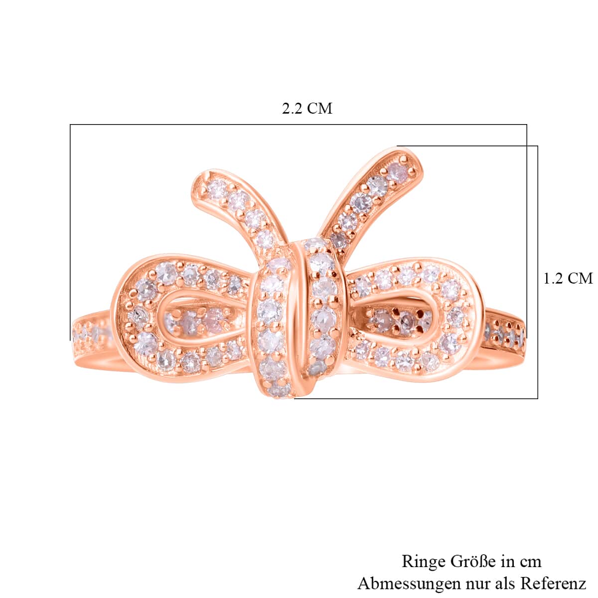 Natural Pink Diamond I3 Bow Ring in Vermeil Rose Gold Over Sterling Silver (Size 6.0) 0.33 ctw image number 4