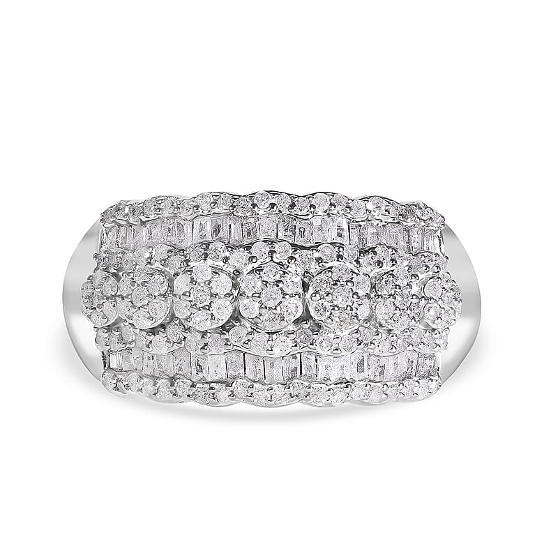 D'Joy Diamond Ring in Platinum Over Sterling Silver 1.00 ctw (Size 10.0)
