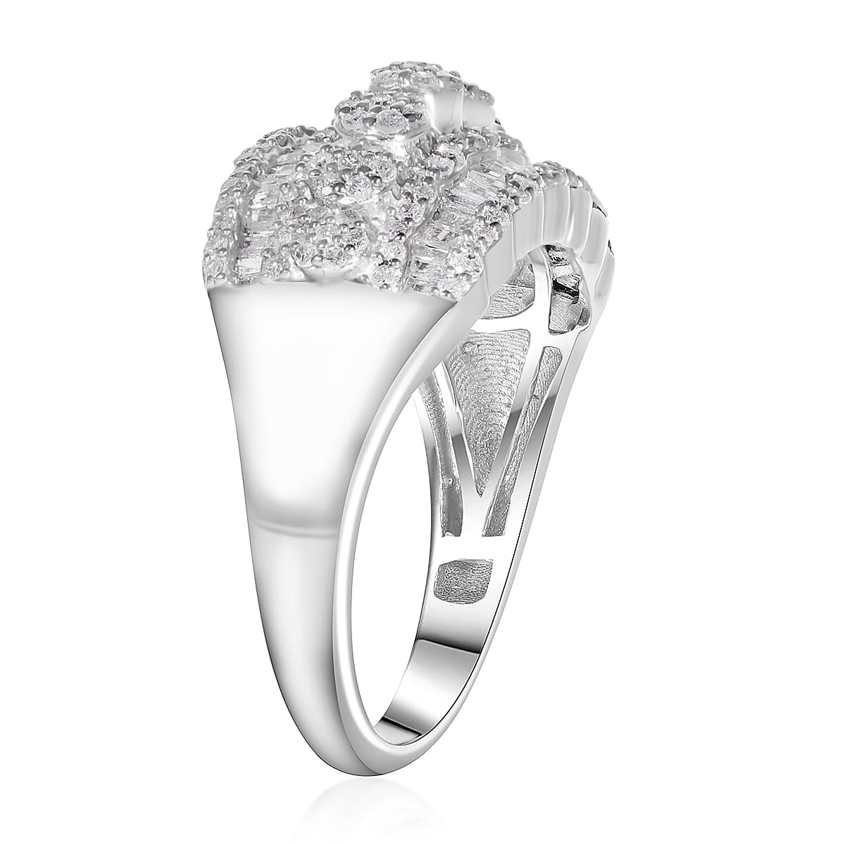 D'Joy Diamond Ring in Platinum Over Sterling Silver 1.00 ctw (Size 10.0)