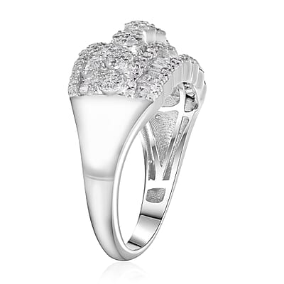 D'Joy Diamond Ring in Platinum Over Sterling Silver 1.00 ctw (Size 10.0)