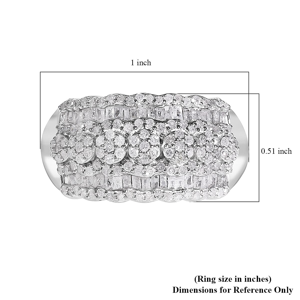 D'Joy Diamond Ring in Platinum Over Sterling Silver 1.00 ctw (Size 10.0)