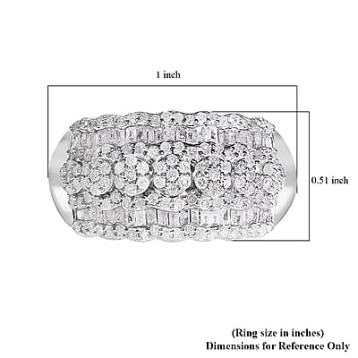 D'Joy Diamond Ring in Platinum Over Sterling Silver 1.00 ctw (Size 10.0)