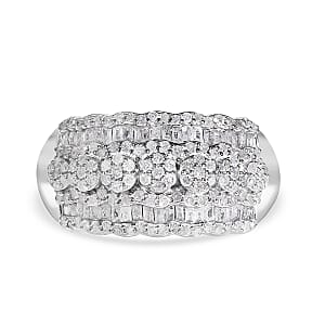 D'Joy Diamond Ring in Platinum Over Sterling Silver 1.00 ctw (Size 6.0)