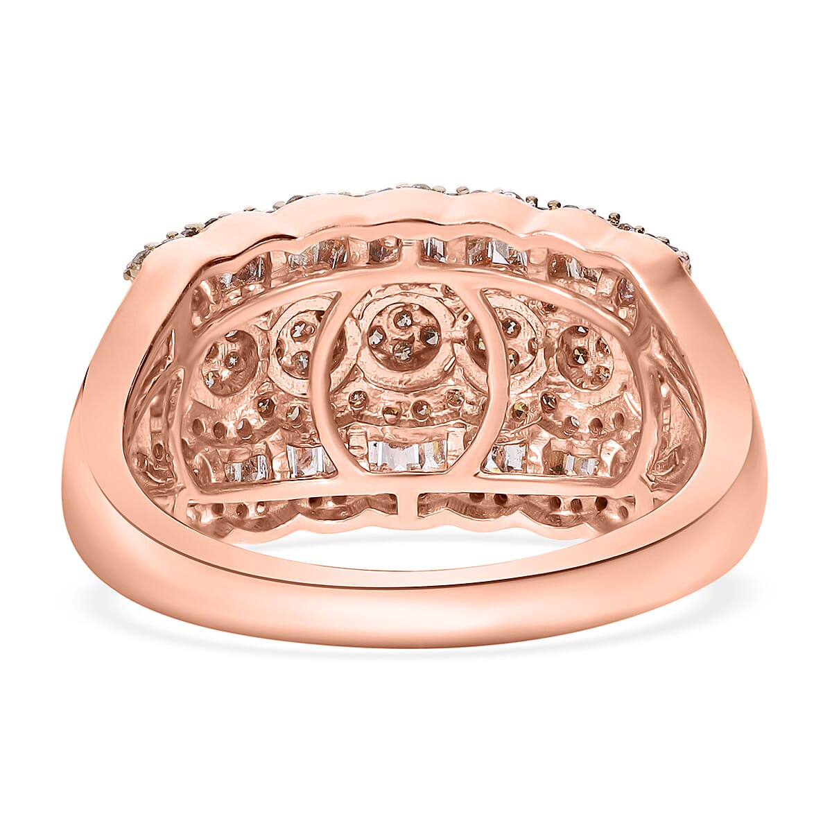 D'Joy Natural Champagne Diamond Ring in Vermeil Rose Gold Over Sterling Silver (Size 10.0) 1.00 ctw