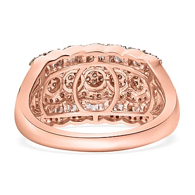 D'Joy Natural Champagne Diamond Ring in Vermeil Rose Gold Over Sterling Silver (Size 10.0) 1.00 ctw