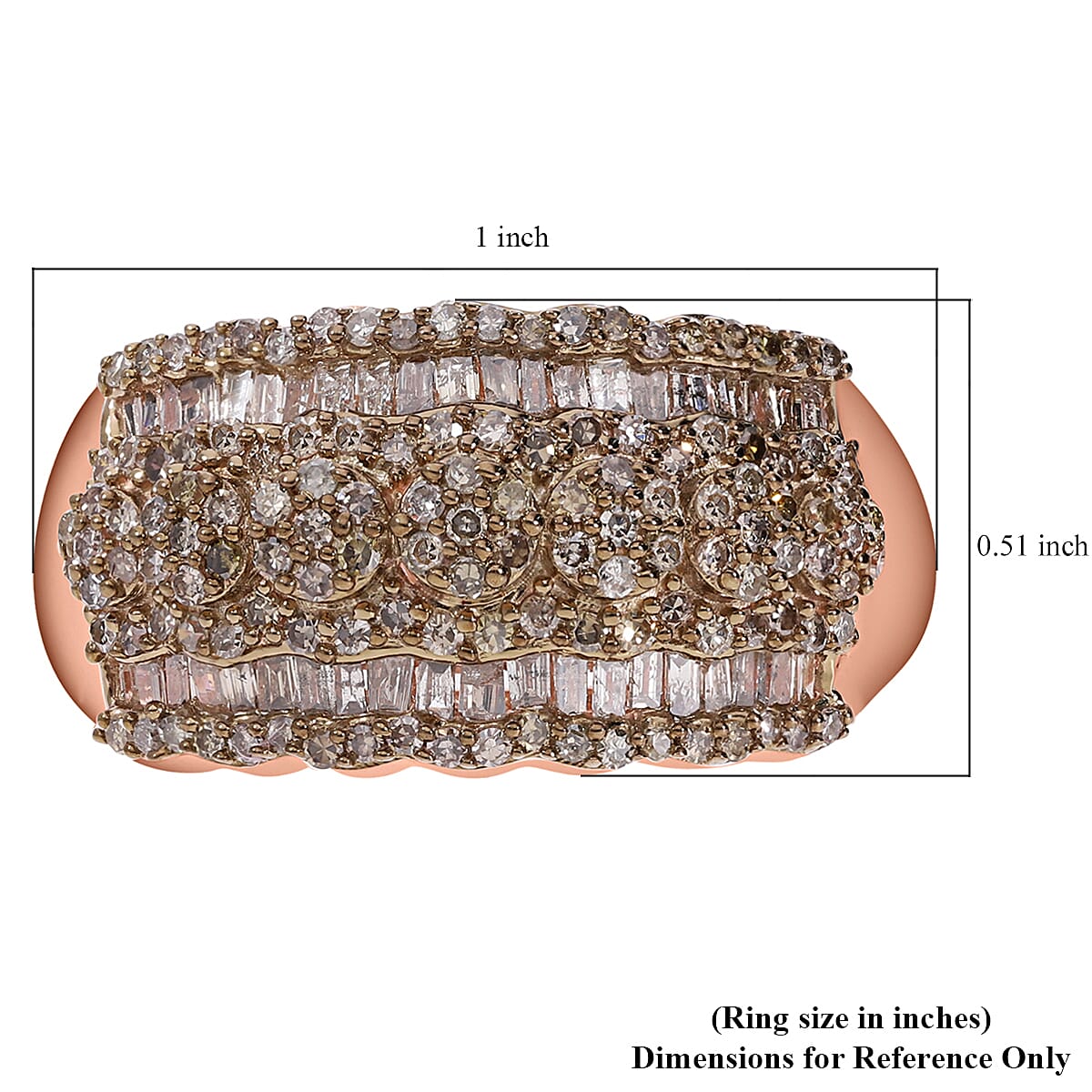 D'Joy Natural Champagne Diamond Ring in Vermeil Rose Gold Over Sterling Silver (Size 10.0) 1.00 ctw