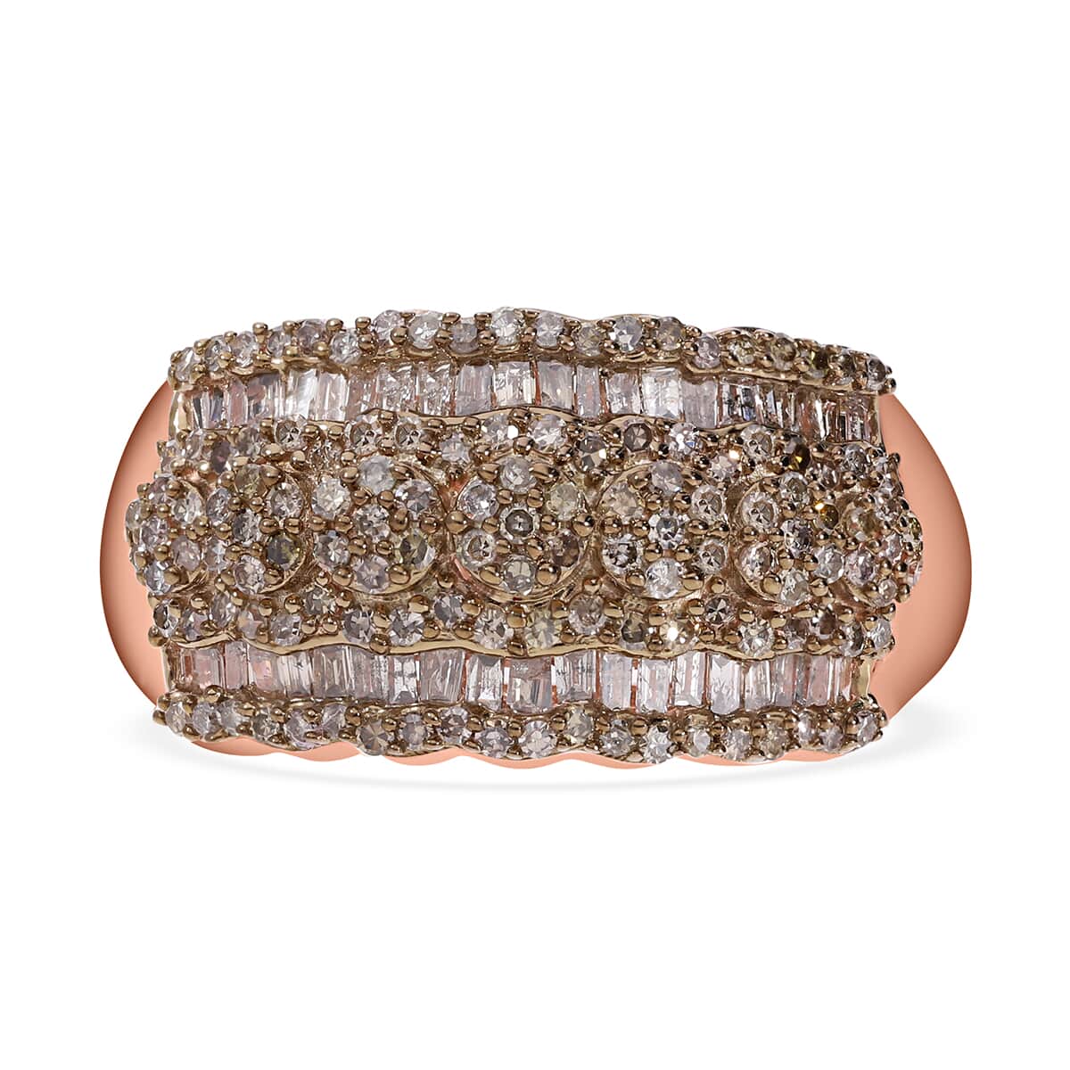 Natural Champagne Diamond Ring in Vermeil Rose Gold Over Sterling Silver (Size 8.0) 1.00 ctw image number 0