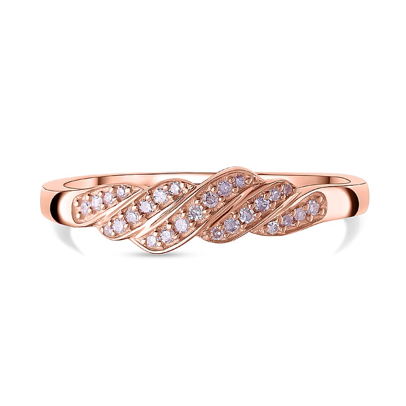 Natural Pink Diamond I3 Ring in Vermeil Rose Gold Over Sterling Silver (Size 10.0) 0.15 ctw