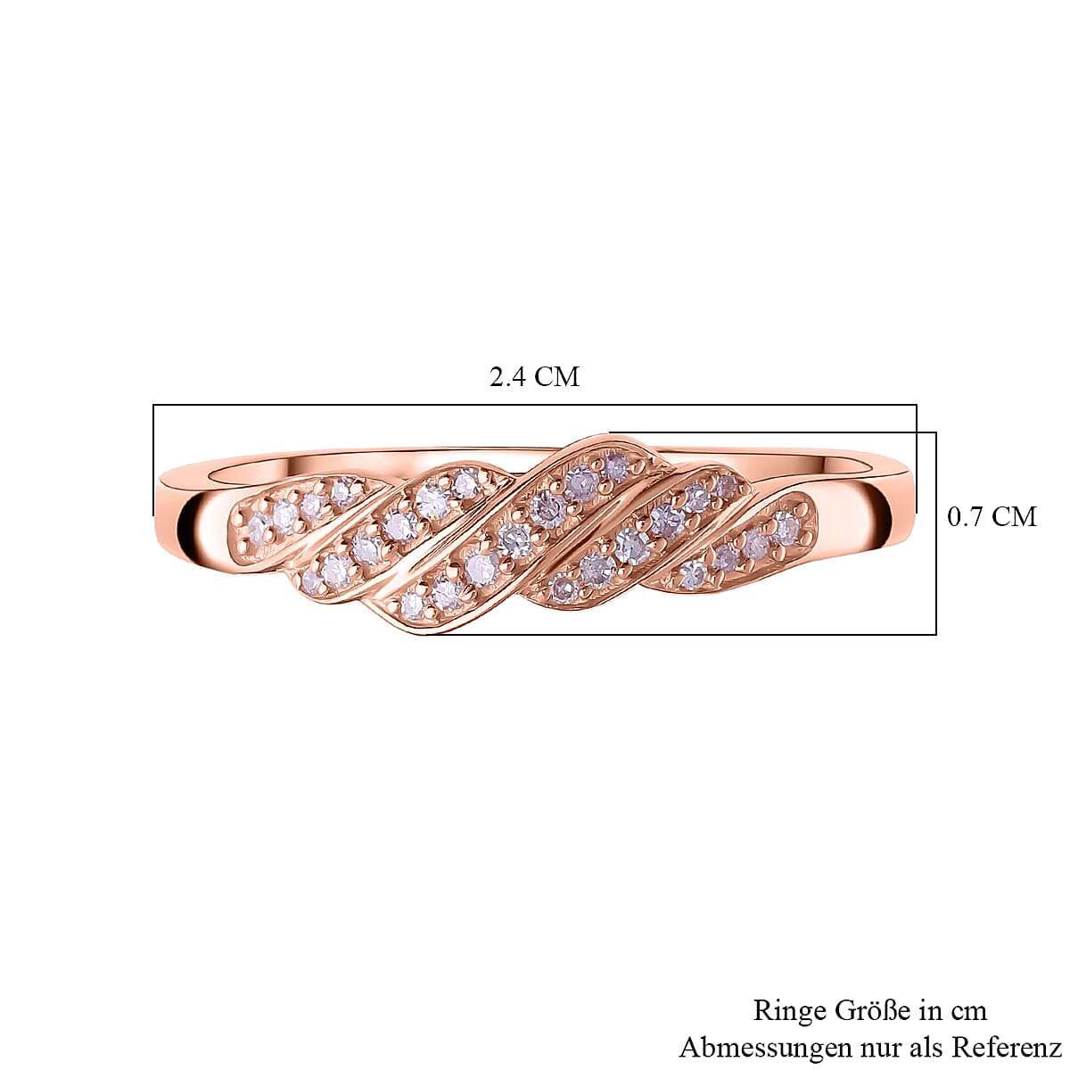 Natural Pink Diamond I3 Ring in Vermeil Rose Gold Over Sterling Silver (Size 10.0) 0.15 ctw