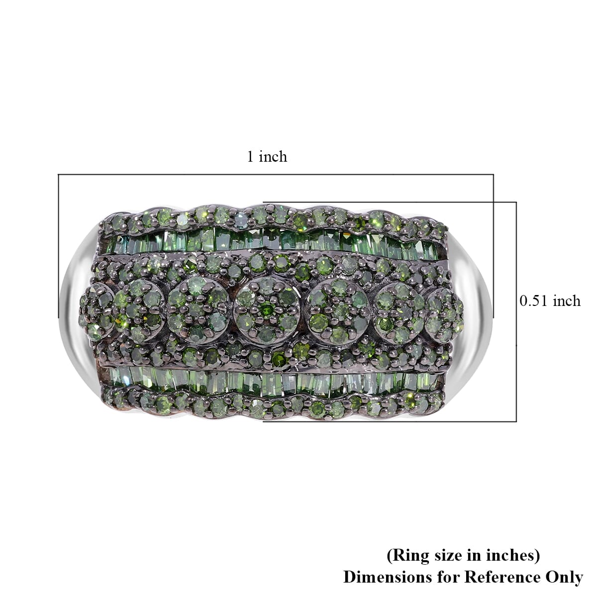 Green Diamond Ring in Platinum Over Sterling Silver (Size 6.0) 1.00 ctw image number 5