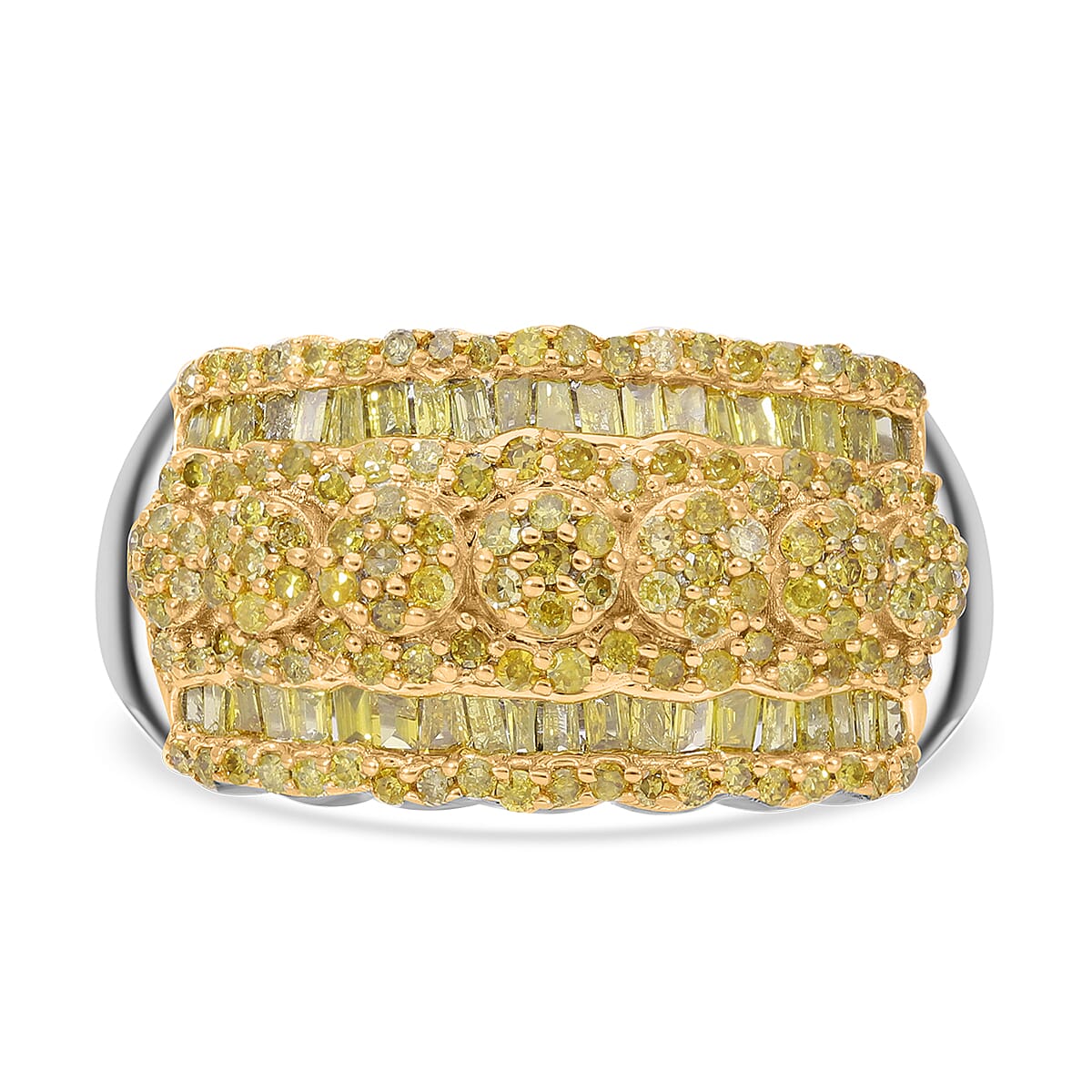 Yellow Diamond Ring in Platinum Over Sterling Silver (Size 7.0) 1.00 ctw image number 0