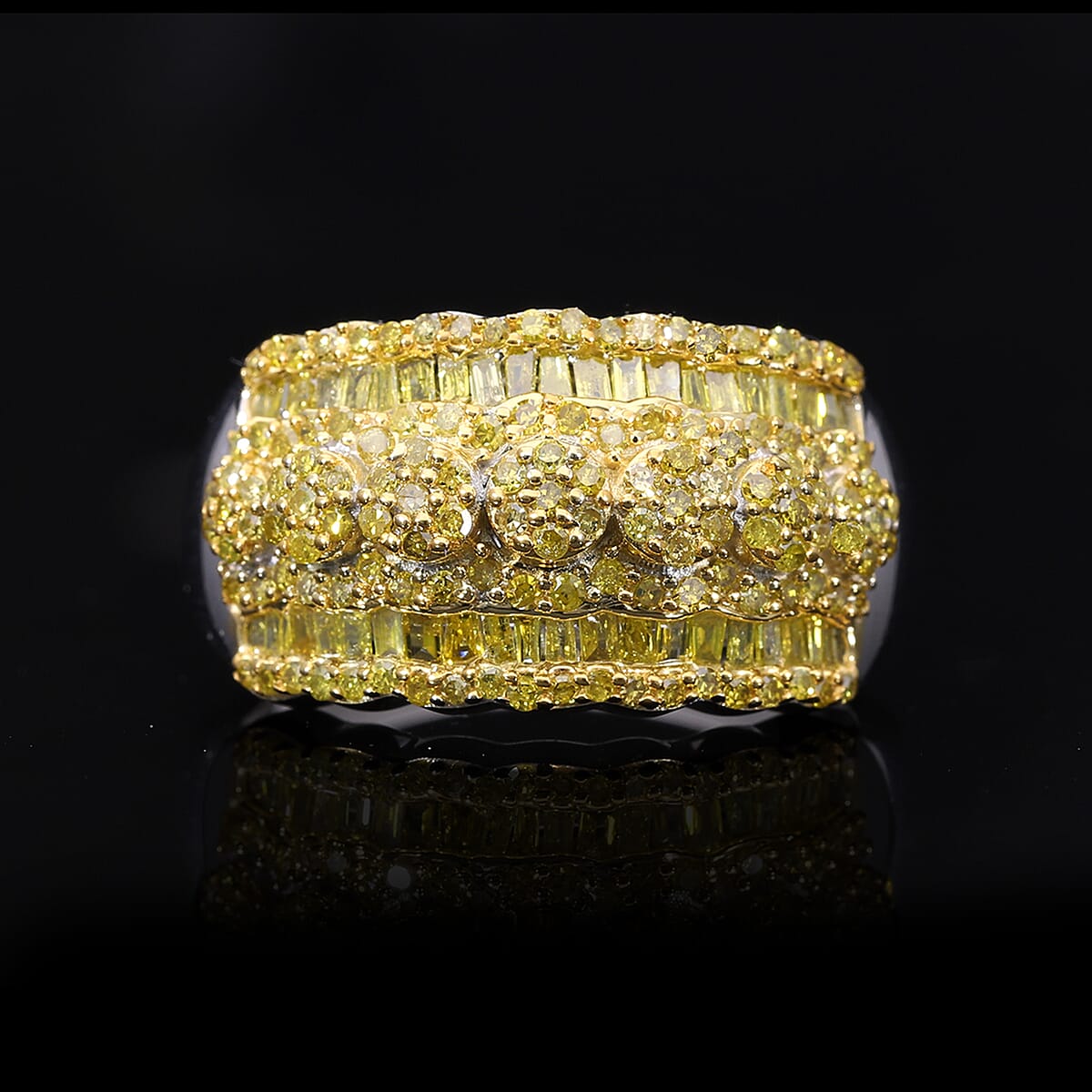 Yellow Diamond Ring in Platinum Over Sterling Silver (Size 7.0) 1.00 ctw image number 1