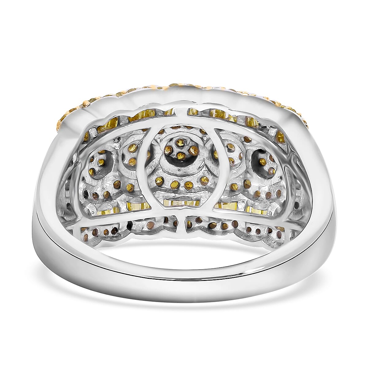 Yellow Diamond Ring in Platinum Over Sterling Silver (Size 7.0) 1.00 ctw image number 4