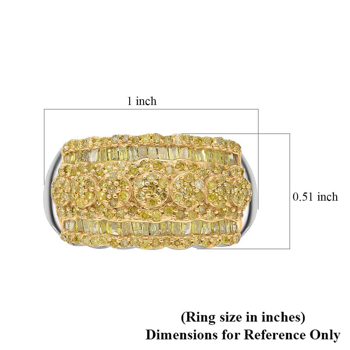 Yellow Diamond Ring in Platinum Over Sterling Silver (Size 7.0) 1.00 ctw image number 5