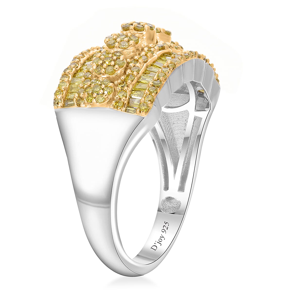 Yellow Diamond Ring in Platinum Over Sterling Silver (Size 8.0) 1.00 ctw image number 3