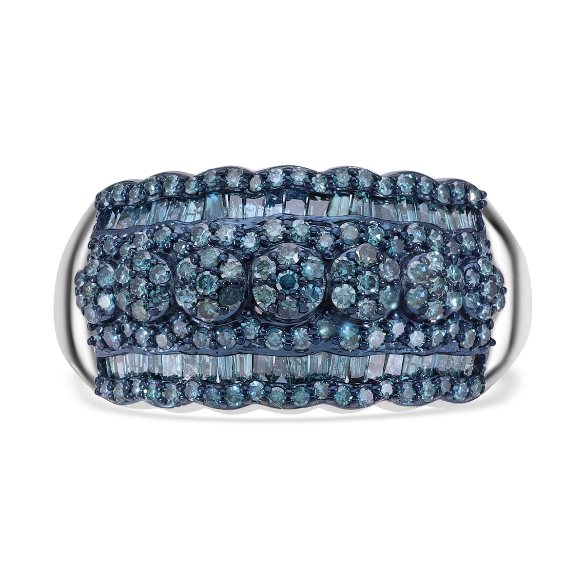 Blue Diamond Ring in Platinum Over Sterling Silver (Size 6.0) 1.00 ctw image number 0