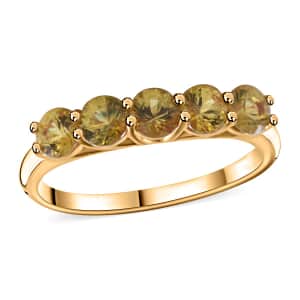 Madagascar Yellow Sapphire 5 Stone Ring in Vermeil Yellow Gold Over Sterling Silver (Size 10.0) 1.75 ctw