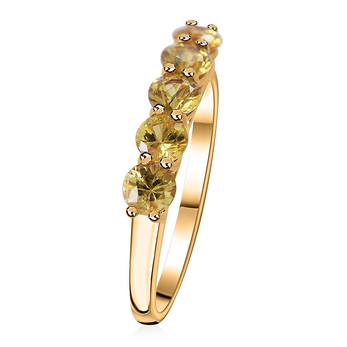 Madagascar Yellow Sapphire 5 Stone Ring in Vermeil Yellow Gold Over Sterling Silver (Size 10.0) 1.75 ctw