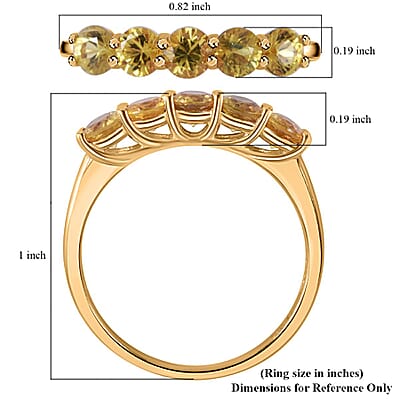 Madagascar Yellow Sapphire 5 Stone Ring in Vermeil Yellow Gold Over Sterling Silver (Size 10.0) 1.75 ctw