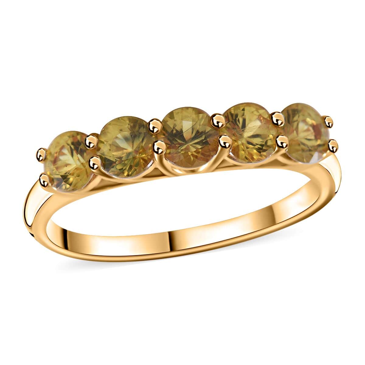 Madagascar Yellow Sapphire 5 Stone Ring in Vermeil Yellow Gold Over Sterling Silver (Size 5.0) 1.75 ctw image number 0