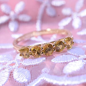 Madagascar Yellow Sapphire 5 Stone Ring in Vermeil Yellow Gold Over Sterling Silver (Size 7.0) 1.75 ctw