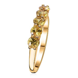 Madagascar Yellow Sapphire 5 Stone Ring in Vermeil Yellow Gold Over Sterling Silver (Size 7.0) 1.75 ctw