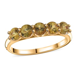 Madagascar Yellow Sapphire 5 Stone Ring in Vermeil Yellow Gold Over Sterling Silver (Size 8.0) 1.75 ctw