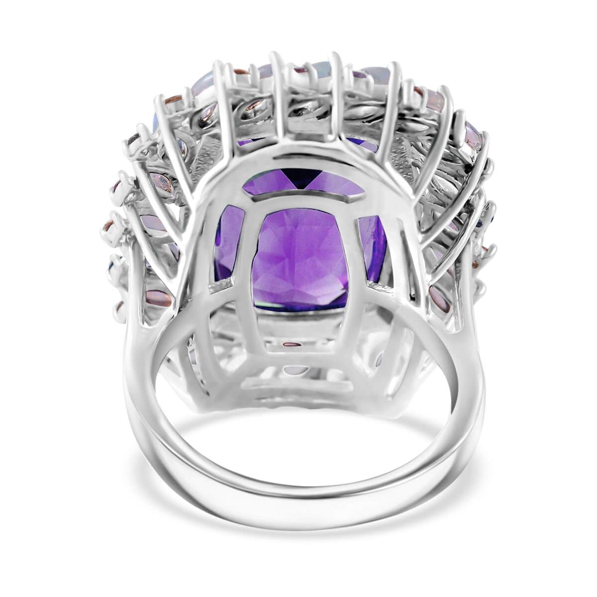 AAA African Amethyst, Multi Gemstone Ring in Platinum Over Sterling Silver (Size 10.0) 16.50 ctw image number 3