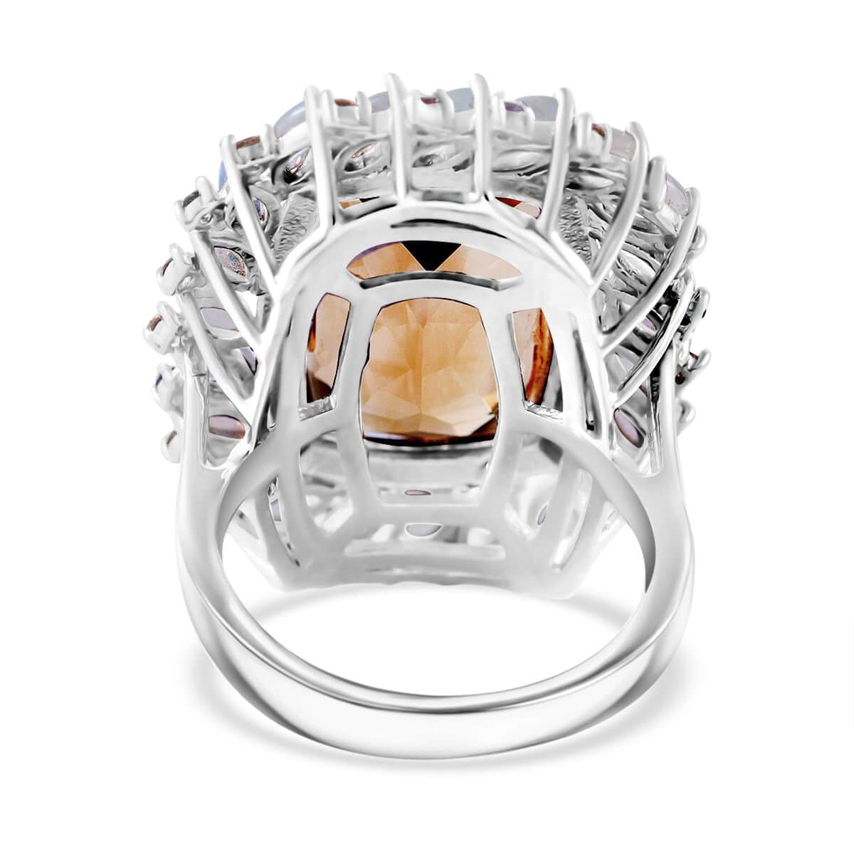 AAA Brazilian Citrine and Multi Gemstone Cocktail Ring in Platinum Over Sterling Silver (Size 6.0) 17.15 ctw image number 3