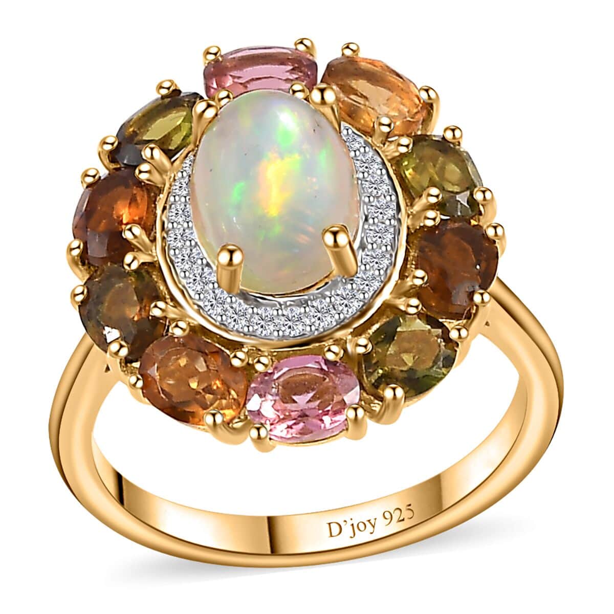 Ethiopian Welo Opal and Multi Gemstone Cocktail Ring in Vermeil Yellow Gold Over Sterling Silver (Size 10.0) 2.80 ctw image number 0