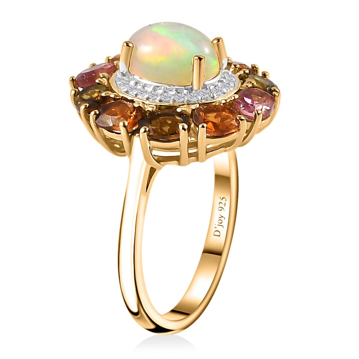 Ethiopian Welo Opal and Multi Gemstone Cocktail Ring in Vermeil Yellow Gold Over Sterling Silver (Size 10.0) 2.80 ctw image number 4
