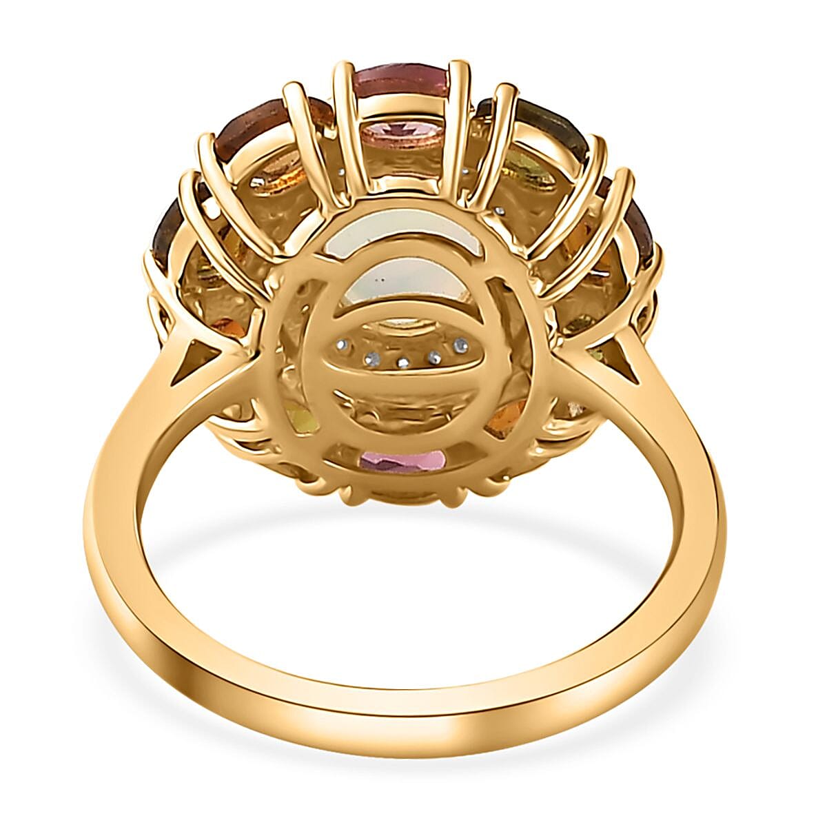 Ethiopian Welo Opal and Multi Gemstone Cocktail Ring in Vermeil Yellow Gold Over Sterling Silver (Size 10.0) 2.80 ctw