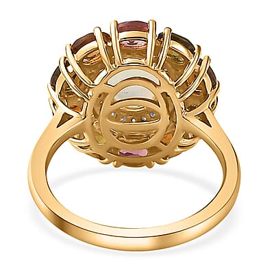 Ethiopian Welo Opal and Multi Gemstone Cocktail Ring in Vermeil Yellow Gold Over Sterling Silver (Size 10.0) 2.80 ctw